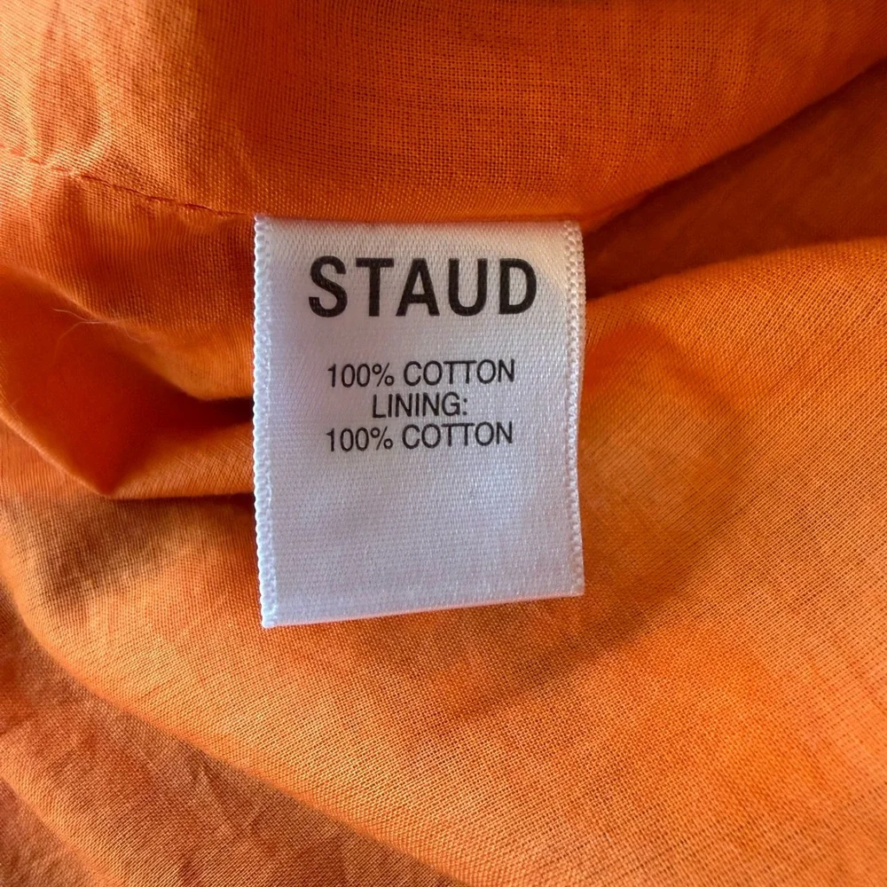 Staud Crosshill Dress in Poppy Plaid Orange Blue White - Picture 5 of 7